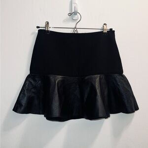 Black Mini Skirt with faux leather ruffles Zara XS